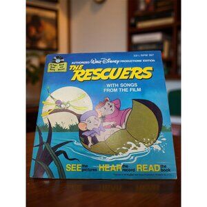 Vintage 1977 Walt Disney's The RESCUERS See Hear Read Book And 33.3rpm Record